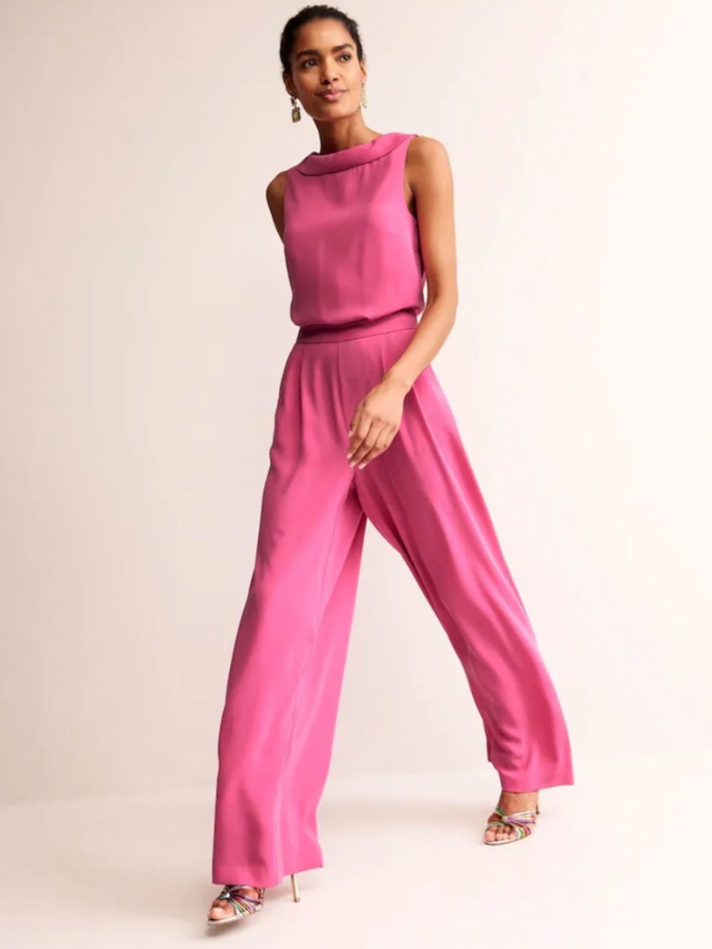 Boden Tutti Fruity Pink Clarissa Wide-Leg Jumpsuit
